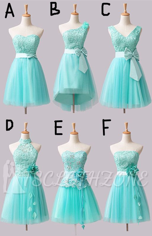 Cute Tulle Lace Short Bridesmaid Dresses with Bowknot or Flower  Latest Diverse Custom Made Mini Homecoming Dress