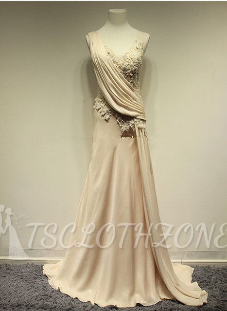 V-Neck Lace Elegant Sleeveless Prom Gowns Court Train Glorious 2022 Evening Dresses