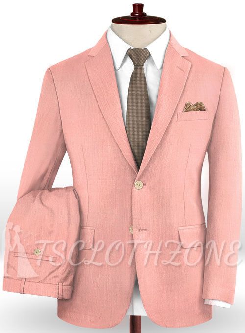 Pink wool flat collar suit | two-piece suit