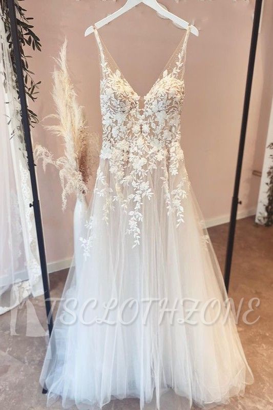 Einfache Brautkleider A-Linie Spitze | Boho-Hochzeitskleider