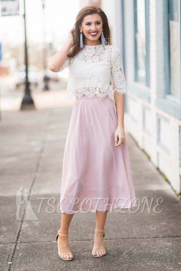 Two-toned White Pink Summer Homecoming Dress Online