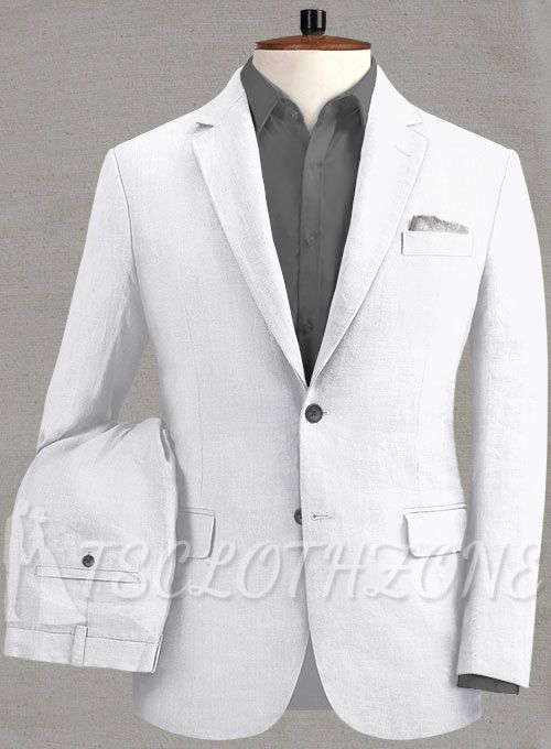 Low-key fashion white linen suit suit