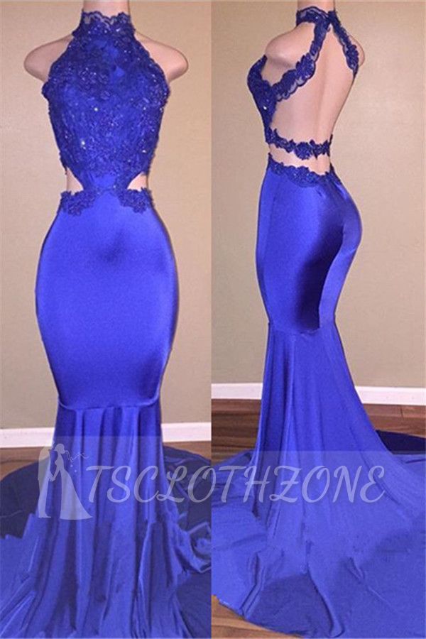 High Neck Open Back Prom Dresses 2022 | Sexy Lace Mermaid Evening Dress Cheap