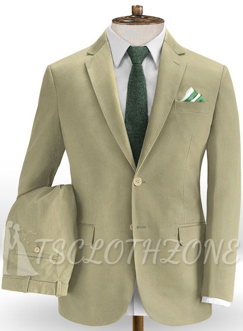 Leuchtend dunkler Khaki-Stretch-Chino-Anzug | für besondere Anlässe und formelle Anlässe