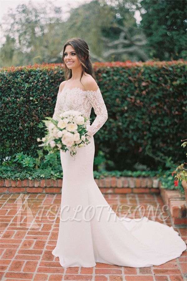 Elegant Lace Long Sleeves Mermaid Sheer Tulle Wedding Bridal Gowns