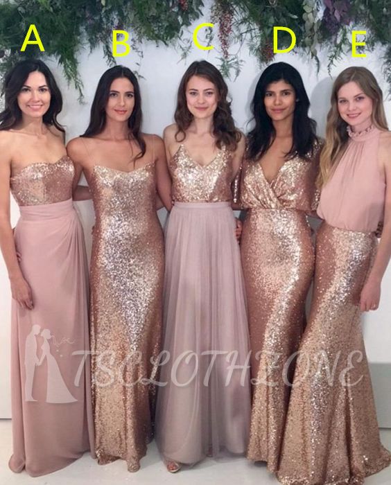 Sexy Sequins Cheap Bridesmaid Dresses | Chiffon Floor Length 2022 Maid Of Honor Dresses Online