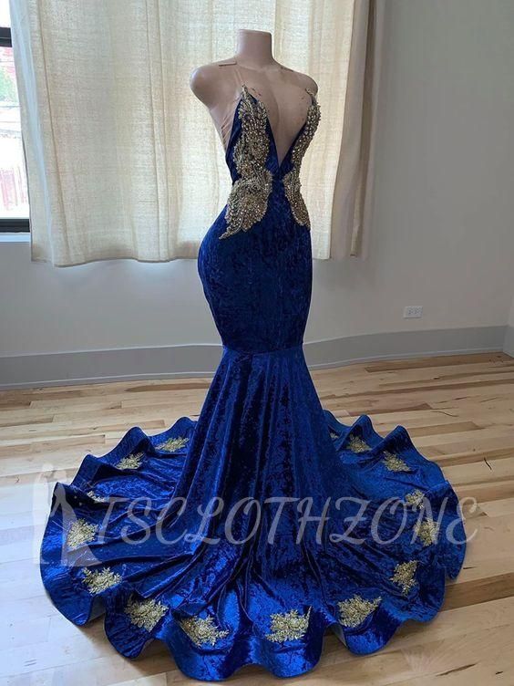 Trendy mermaid silver sequin royal blue prom dress