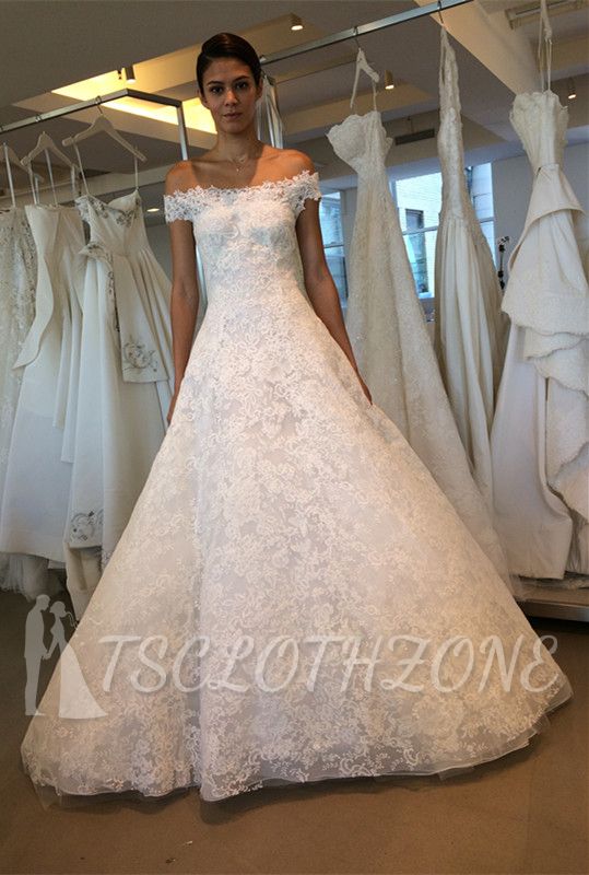 Newest Off-the-shoulder Lace A-line Wedding Dress