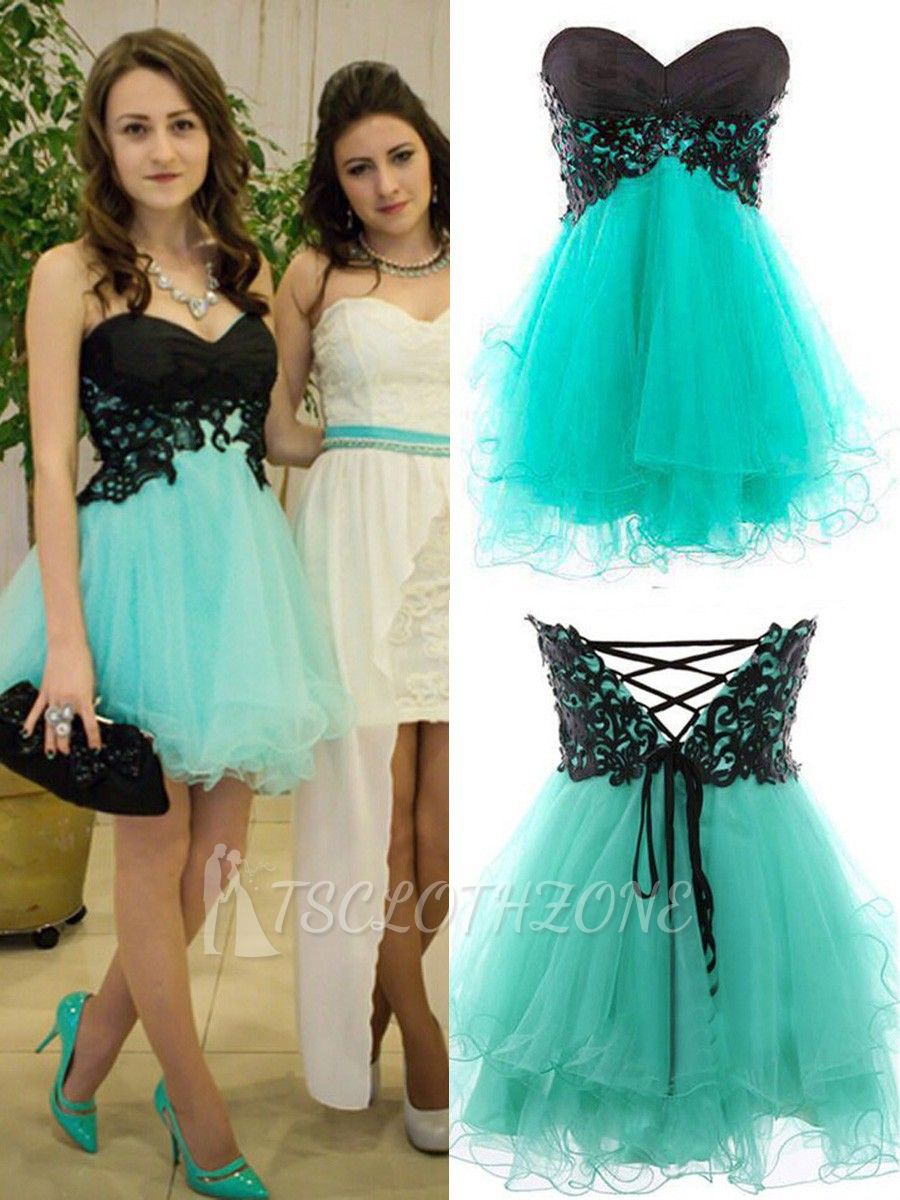 Black and Green Sweetheart Organza Cheap Homecoming Dress with Lace Up New Bridesmaid Dress