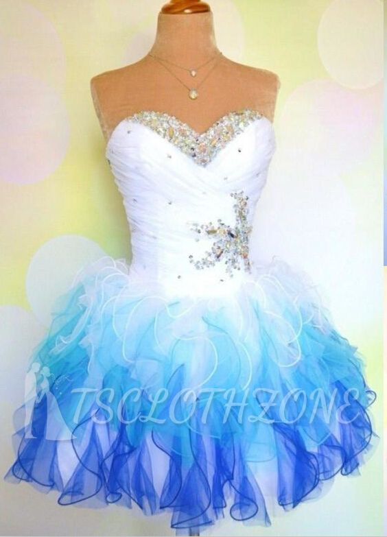 Sweetheart Organza Crystal Mini Homecoming Dresses Cute Multi-Coloured Short Party Dress with Beadings