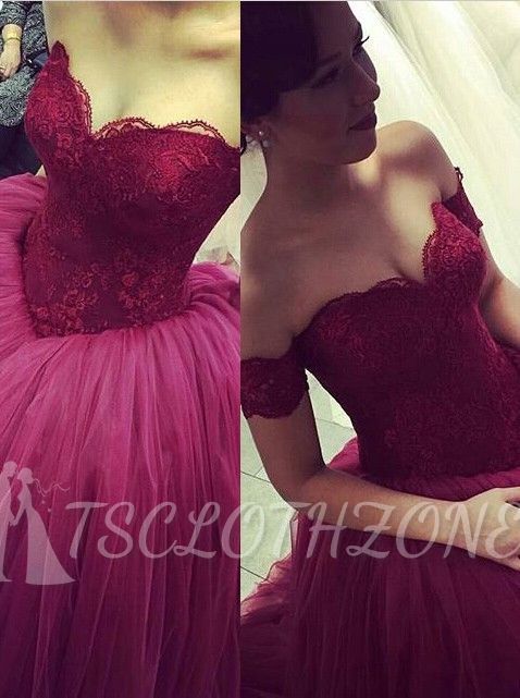 Elegant Off the Shoulder Short Sleeve 2022 Prom Dress Lace Tulle Ball Gown Evening Dresses