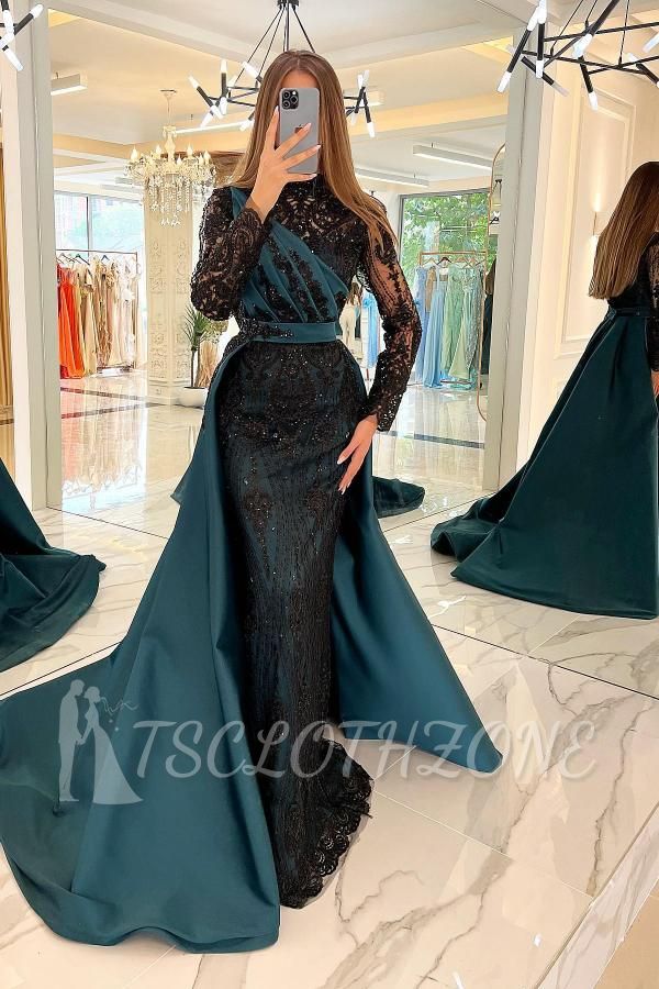 Turkish Evening Dresses with Black Lace | Prom dresses long sleeves