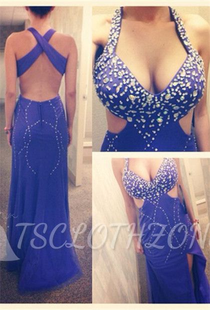 Purple Sheath Halter Sequined 2022 Evening Dresses Floor Length Sleeveless Stunning Prom Dresses