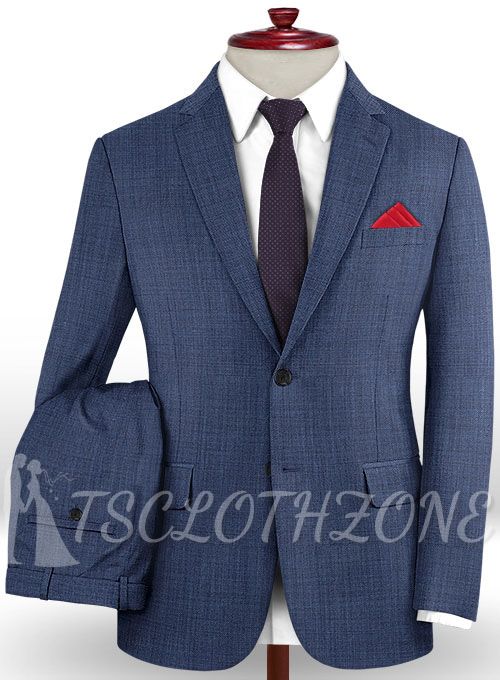 Handsome two-piece blue wool blend suit