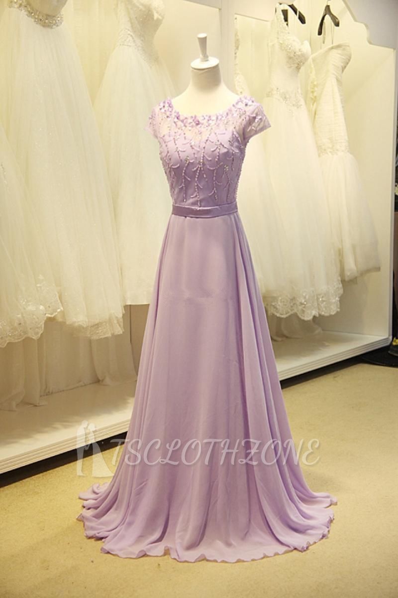 Cute Lavender Chiffon Long Prom Dresses with Beading Sequin 2022 Lovely Popular Evening Dresses
