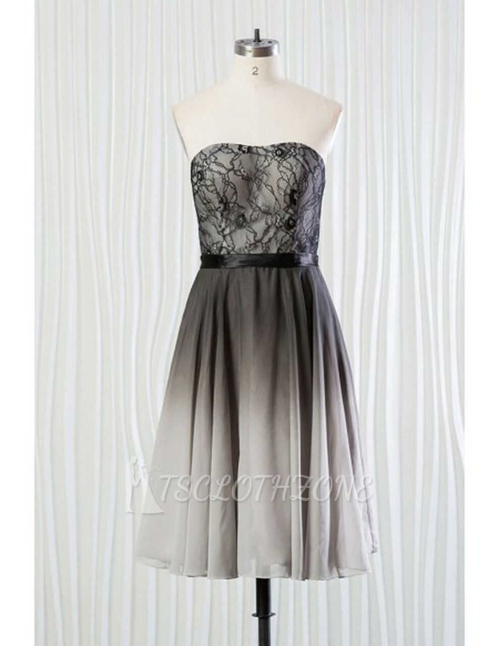Lace Short Black And Grey Bridesmaid Dress