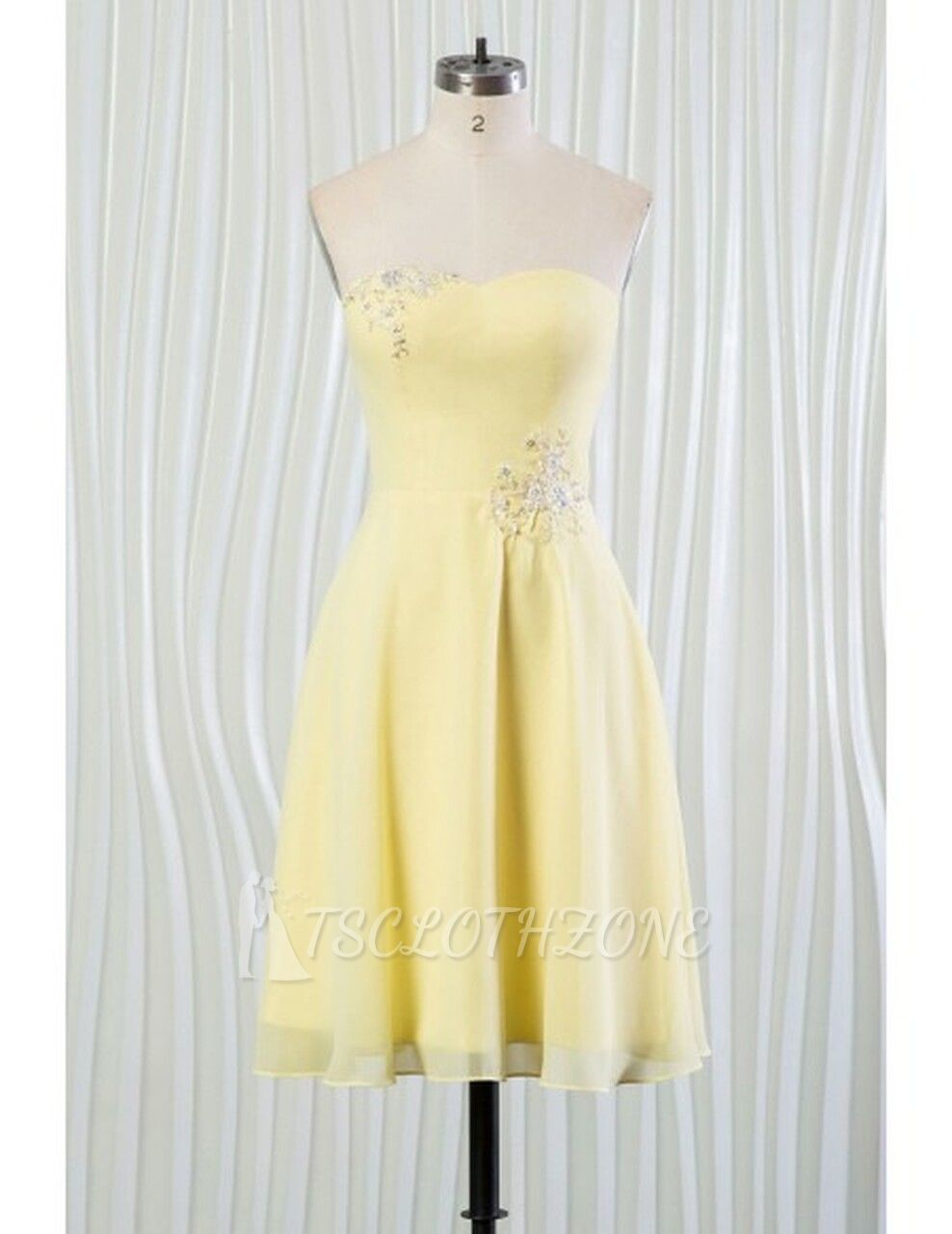 Beading Strapless Yellow Summer Bridesmaid Dress