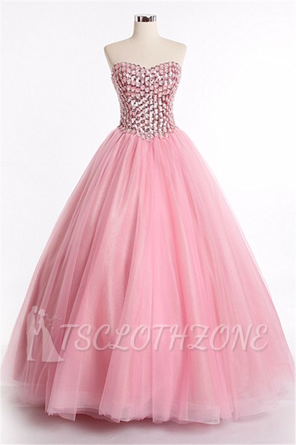 Latest Crystal Sweetheart Ball Gown Special Occassion Dresses Attractive Floor Length Tulle Quinceanera Dress