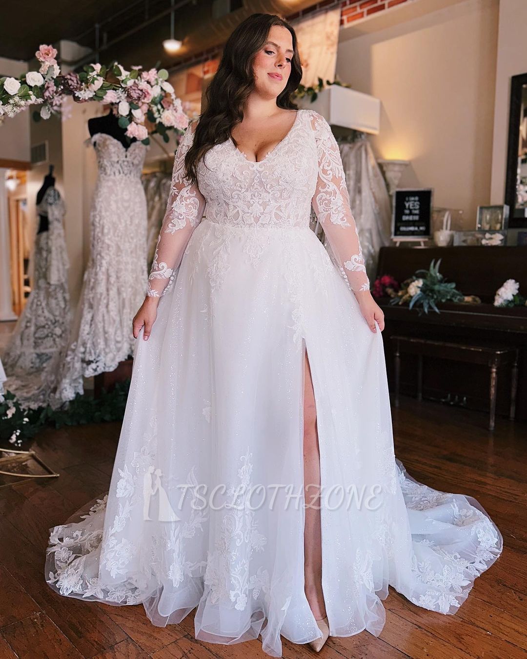 Wunderschöne Brautkleider in Übergröße | Brautkleider A-Linie Spitze