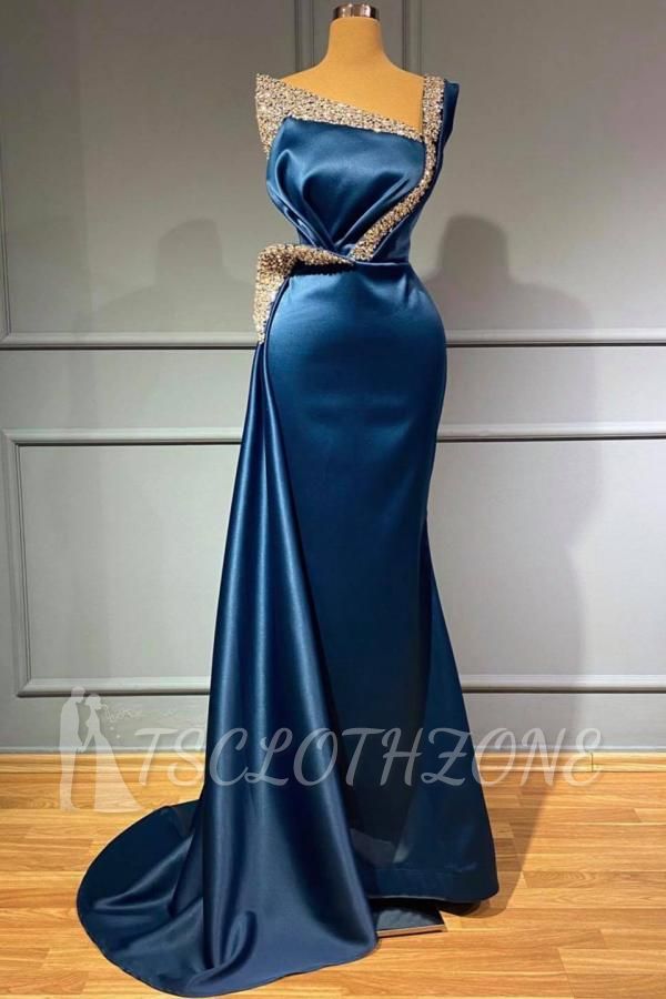 Funkelndes blaues langes Meerjungfrau-Abendkleid | Meerjungfrau-Abschlussballkleid