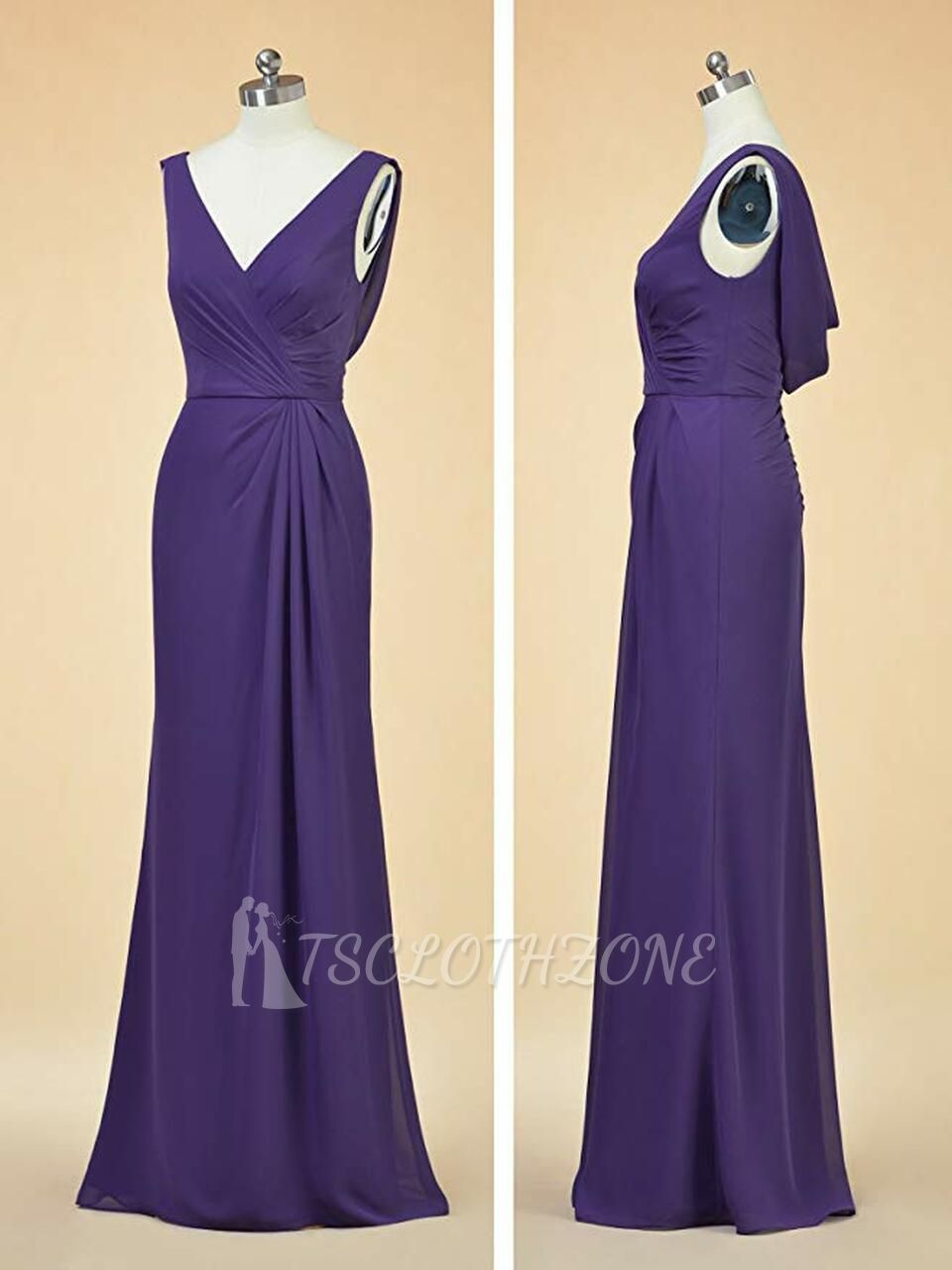 Purple Mermaid Formal Long Bridesmaid Dress