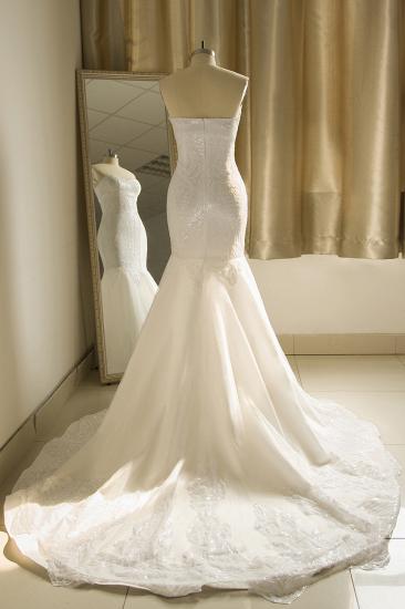 Sweetheart White Mermaid Sparkle Court Train Wedding Dress_3