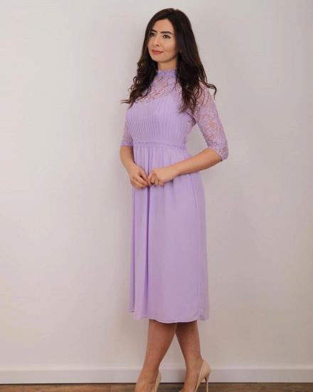 Elegant Lilac Chiffon Formal Dress  Ankle Length Half Sleeves_3