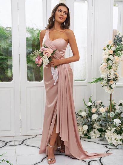 Einfaches langes rosa Sling-Seitenschlitz-Abendkleid | Rosa Ballkleid online_2
