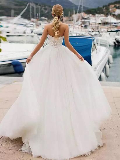 Sexy Ball Gown Wedding Dresses Strapless Bridal Gowns Lace Tulle Strapless Plus Size Bridal Gowns with Sweep Train_3