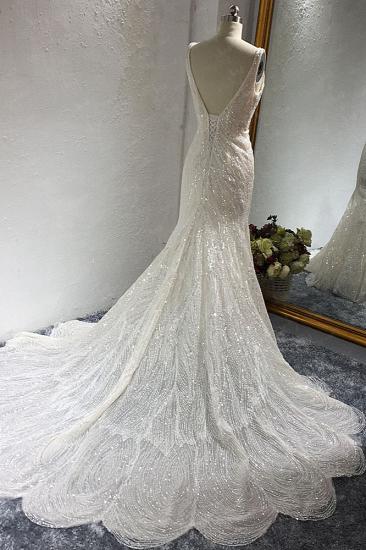 TsClothzone Sexy Deep-V-Neck Sleeveless Wedding Dress Sparkly Sequins Mermaid Long Bridal Gowns On Sale_5