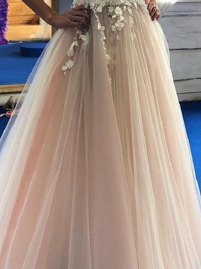 Sexy See-ThroughA-Line Wedding Dress Jewel Lace Tulle Sleeveless Bridal Gowns in Color_3