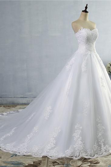 TsClothzone Stilvolles, trägerloses, herzförmiges A-Linie-Hochzeitskleid, ärmellose Applikationen, Brautkleider online_4