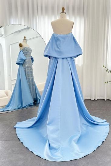 Gorgeous Strapless Glitter Beading Satin Mermaid Evening Gown with Ruffle Chapel Train_12