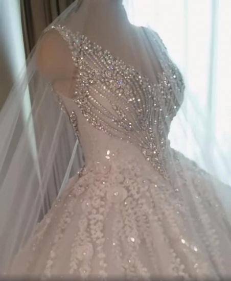 Sparkle V-neck Ball Gown Princess Bridal dresses for Wedding_3