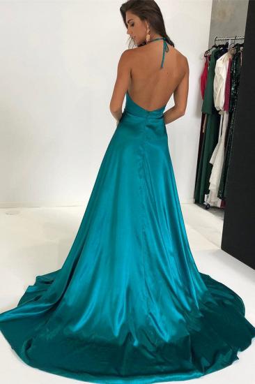 Backless Side Slit V-neck Evening Dresses 2022 | Cheap Halter Sexy Formal Prom Dresses 2022_3