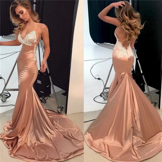 Sparkly Lace Appliques Mermaid Evening Dresses | Spaghetti Straps Sexy Long Prom Dresses_4