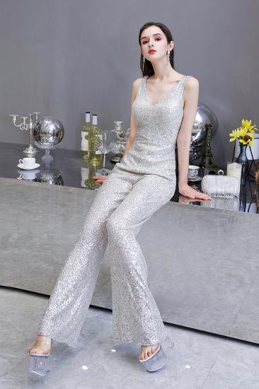 Sexy Shining V-neck Silver Sequin Sleeveless Prom Jumpsuit_11
