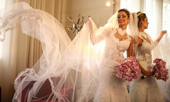 2022 Sexy Mermaid Wedding Dresses White High Neck Grace Full Lace Sheer Back vestidos de novia_5
