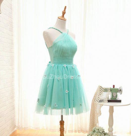 Cute Spaghetti Strap Tulle Mini Homecoming Dresses Lace-Up Ruffle Bowknot Elegant Short Dresses for Juniors_2