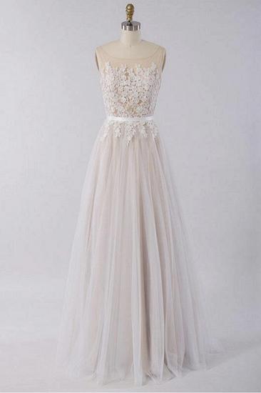 Gorgeous Sleeveless Straps Jewel Wedding Dress | A-line Tulle Ruffles Bridal Gowns