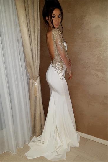 Sexy Mermaid Backless Evening Dresses with Sleeves | 2022 Gold Lace Cheap Prom Dress_5