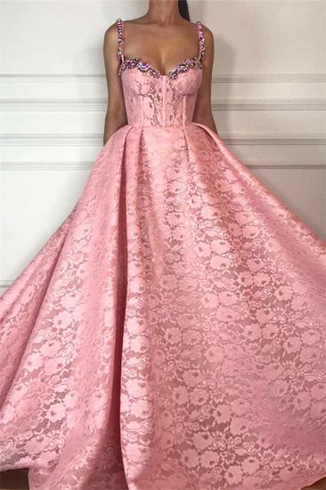 Fantastic Ball Gown Straps Sweetheart Prom Dress | Gorgeous Pink Lace Beading Long Prom Dress_1