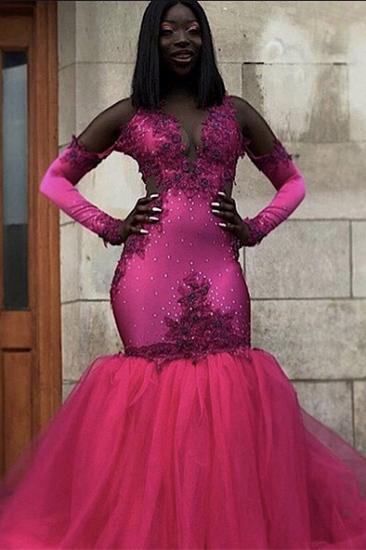Sexy tr?gerlose tiefe V-Ausschnitt Tüll Puffy Train Rose Prom Kleid