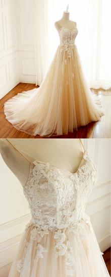 TsClothzone Gorgeous Sweetheart Creamy Tulle Wedding Dress Spaghetti Straps Sweep Train Bridal Gowns On Sale_5