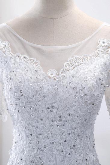 TsClothzone Glamorous Jewel Tulle Lace Wedding Dress Mermaid Short Sleeves Beading Bridal Gowns Online_5