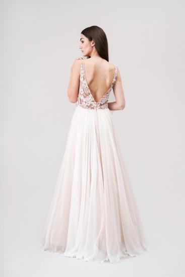 Lace Appliques V-Neck Sleeveless Backless Custom Tulle Wedding dress_2