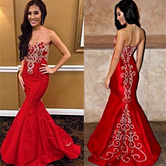Bright Red Sweetheart 2022 Prom Dresses Mermaid Strapless Popular New Evening Dress_3