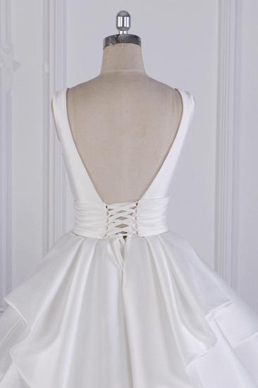 TsClothzone Chic Ballkleid Jewel Layers Tüll Brautkleid Weiß Ärmellose Rüschen Brautkleider Online_7