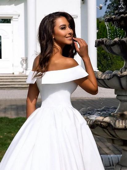 Affordable Ball Gown A-Line Wedding Dress Off Shoulder Short Sleeve Bridal Gownswith Cathedral Train_4