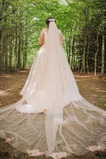 Elegant Wedding Dresses Princess Pink | Wedding dresses with lace sleeves_2